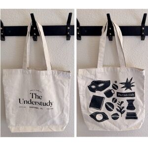 THE UNDERSTUDY Cream and Black Tote Bag